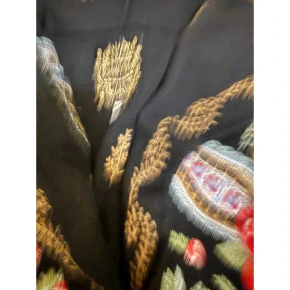 Johnny Was Black Embroidered Floral Hooded Long Cardigan Duster Sweater XS - Picture 2 of 7